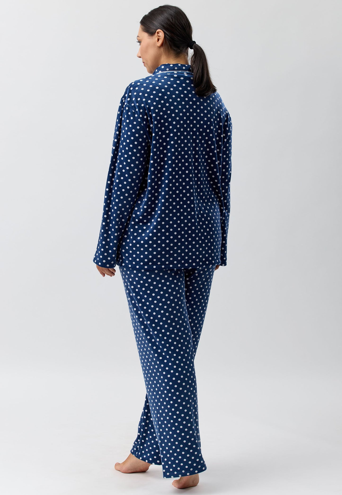 VELOUR SHAWL COLLAR PJ SET NAVY - SK123V5