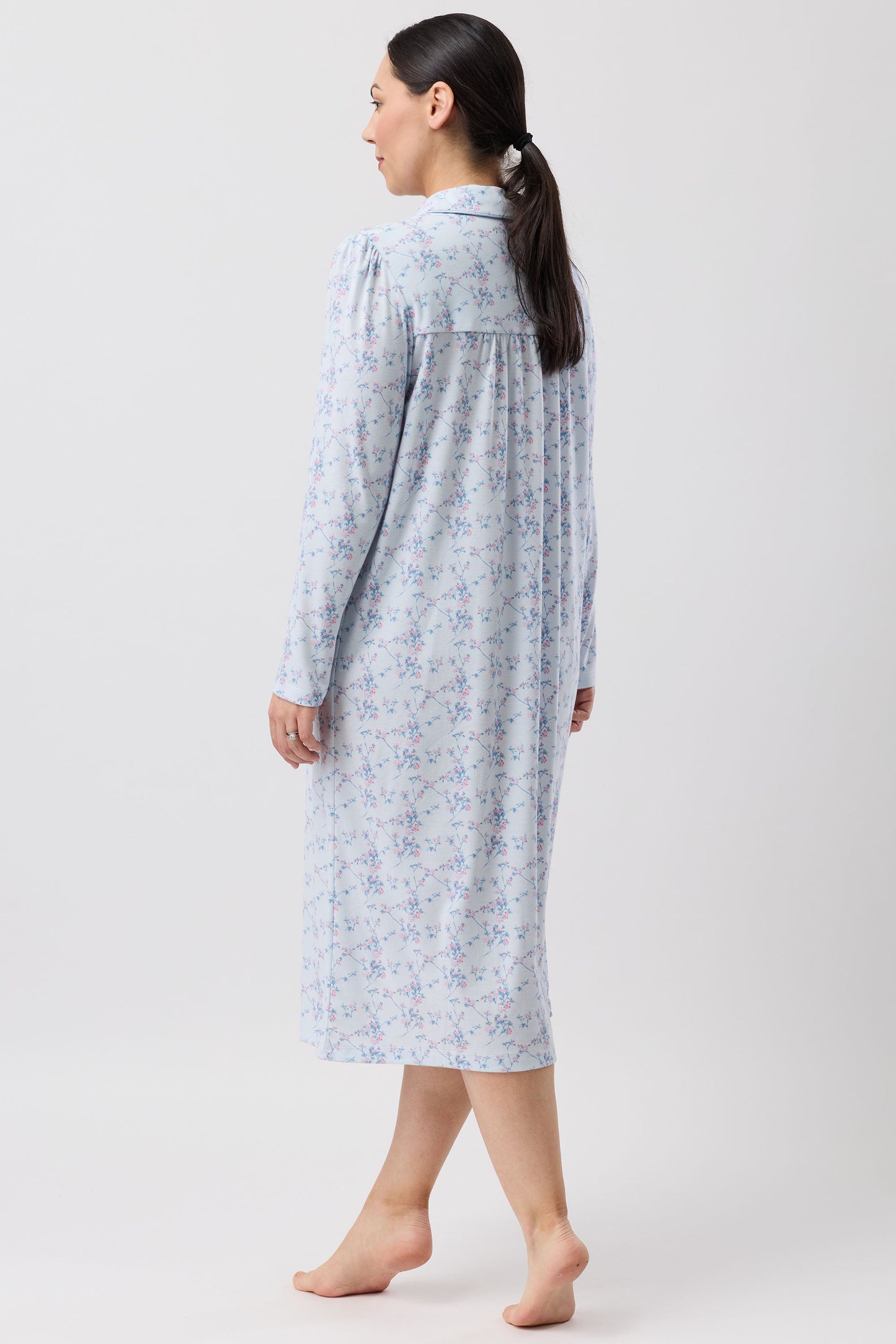 CHERRY BLOSSOM COLLAR NIGHTIE BLUE - SK251C6