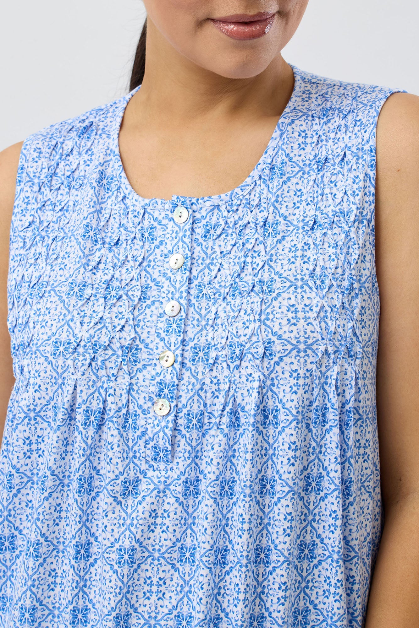 BAROQUE SLEEVELESS NIGHTIE INDIGO - SK411B5