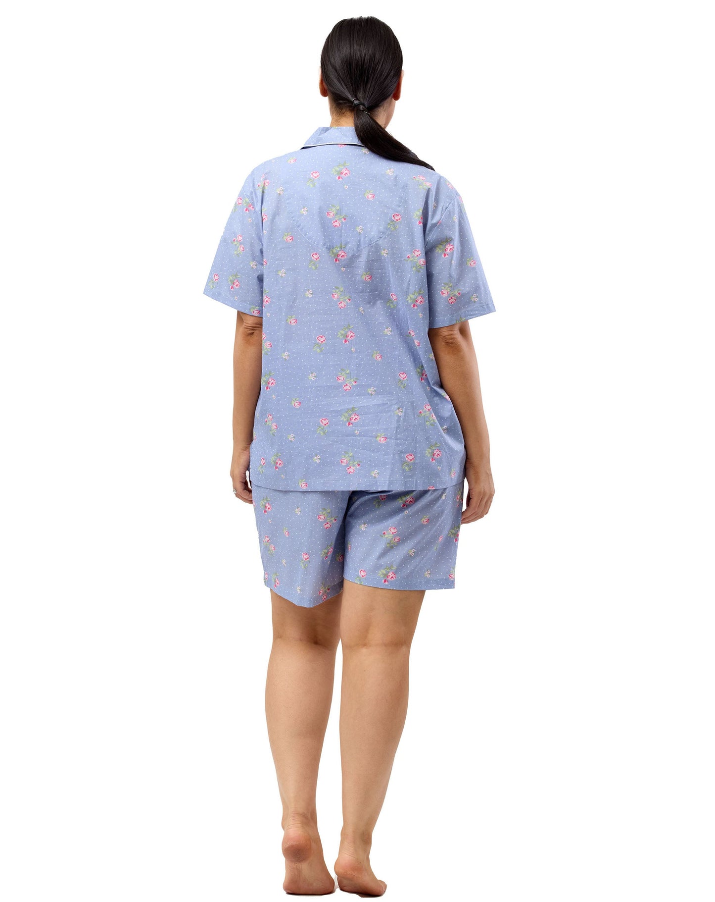 FLORAL SPOT SHORT PJ SET CORNFLOWER - SK506F