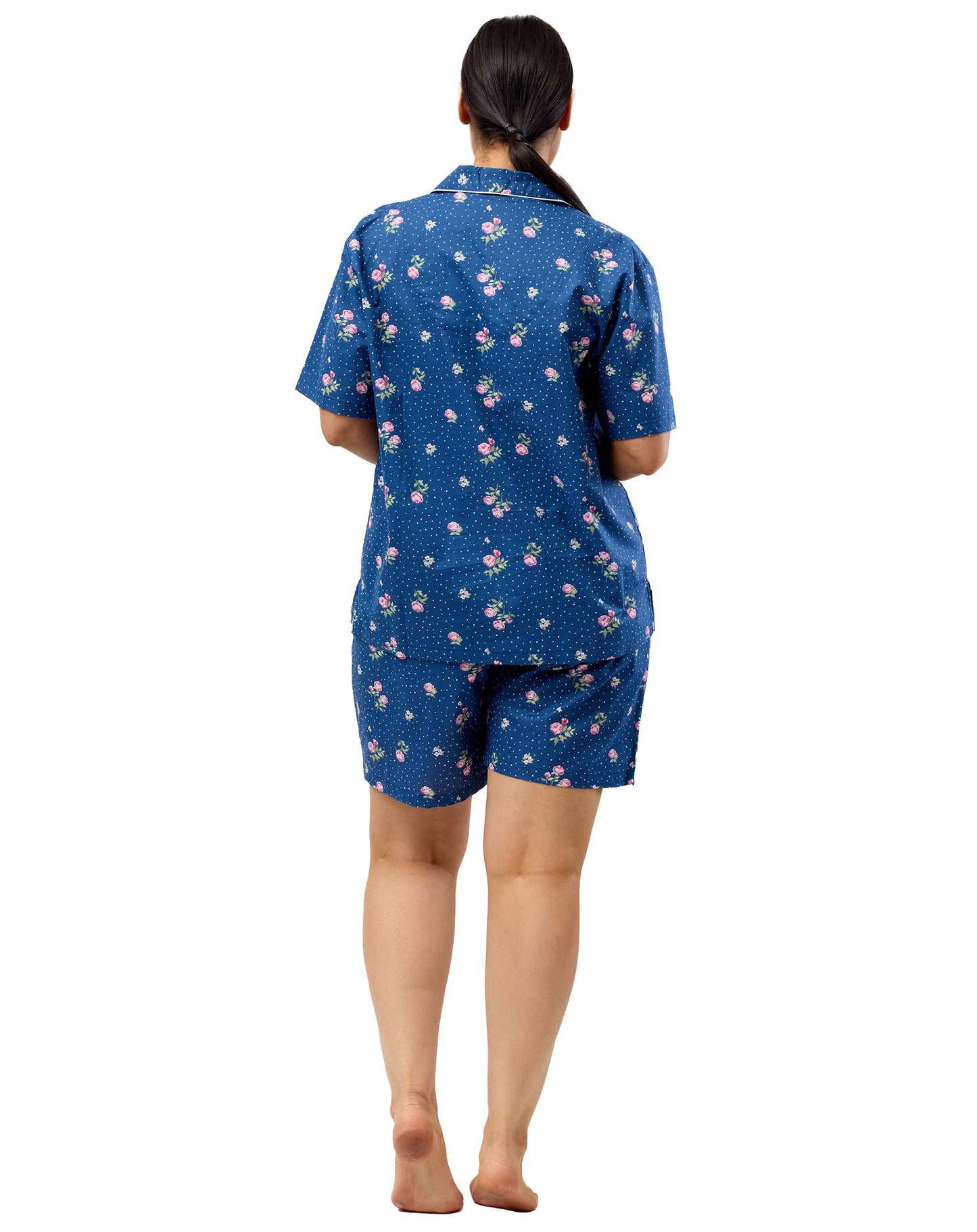 FLORAL SPOT SHORT PJ SET NAVY - SK506F