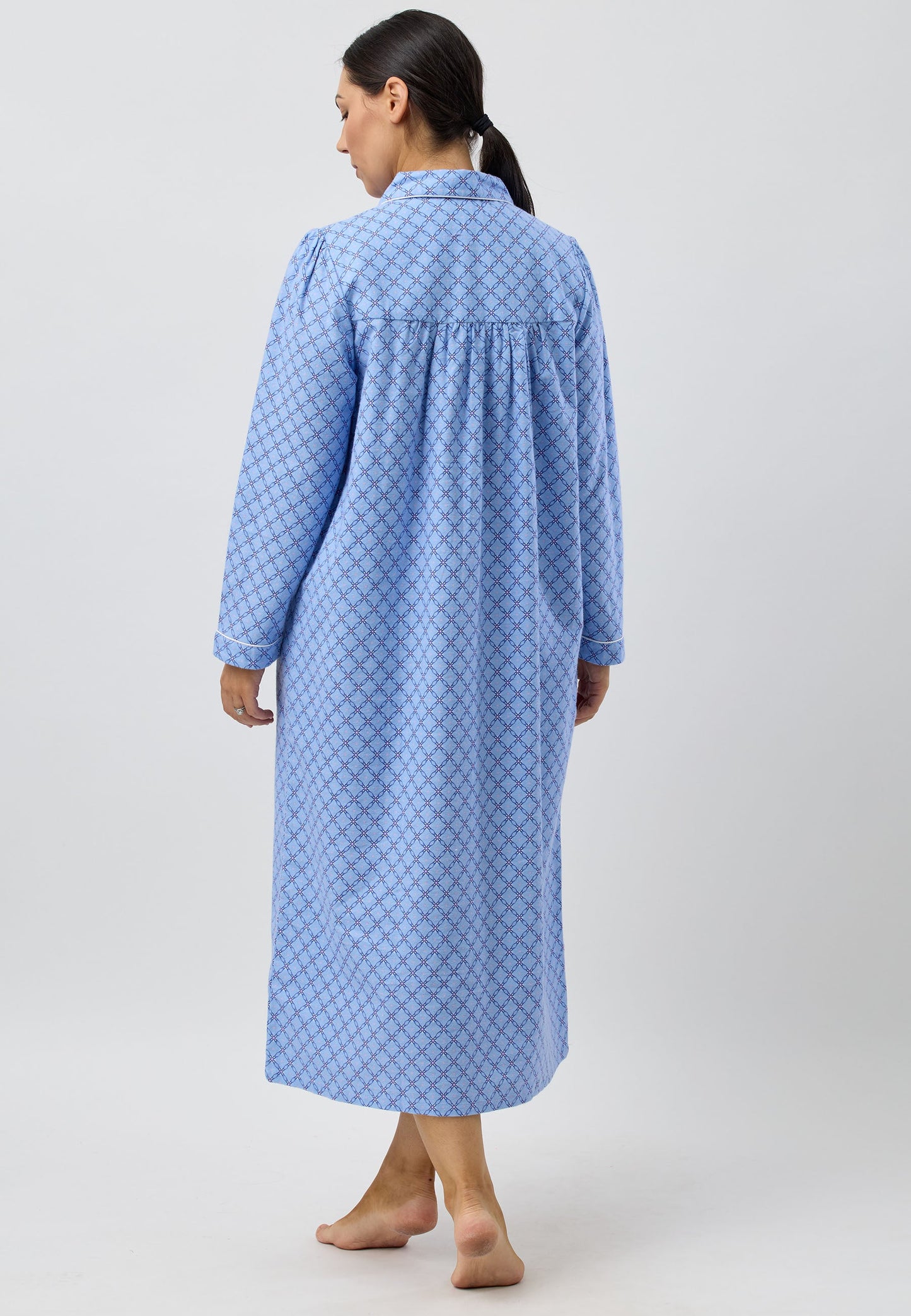 LATTICE COLLAR NIGHTIE BLUE - SK612L5