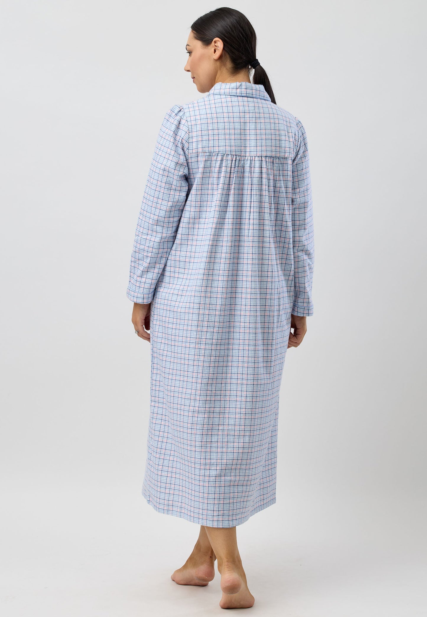 HOUNDSTOOTH COLLAR NIGHTIE BLUE - SK618H5