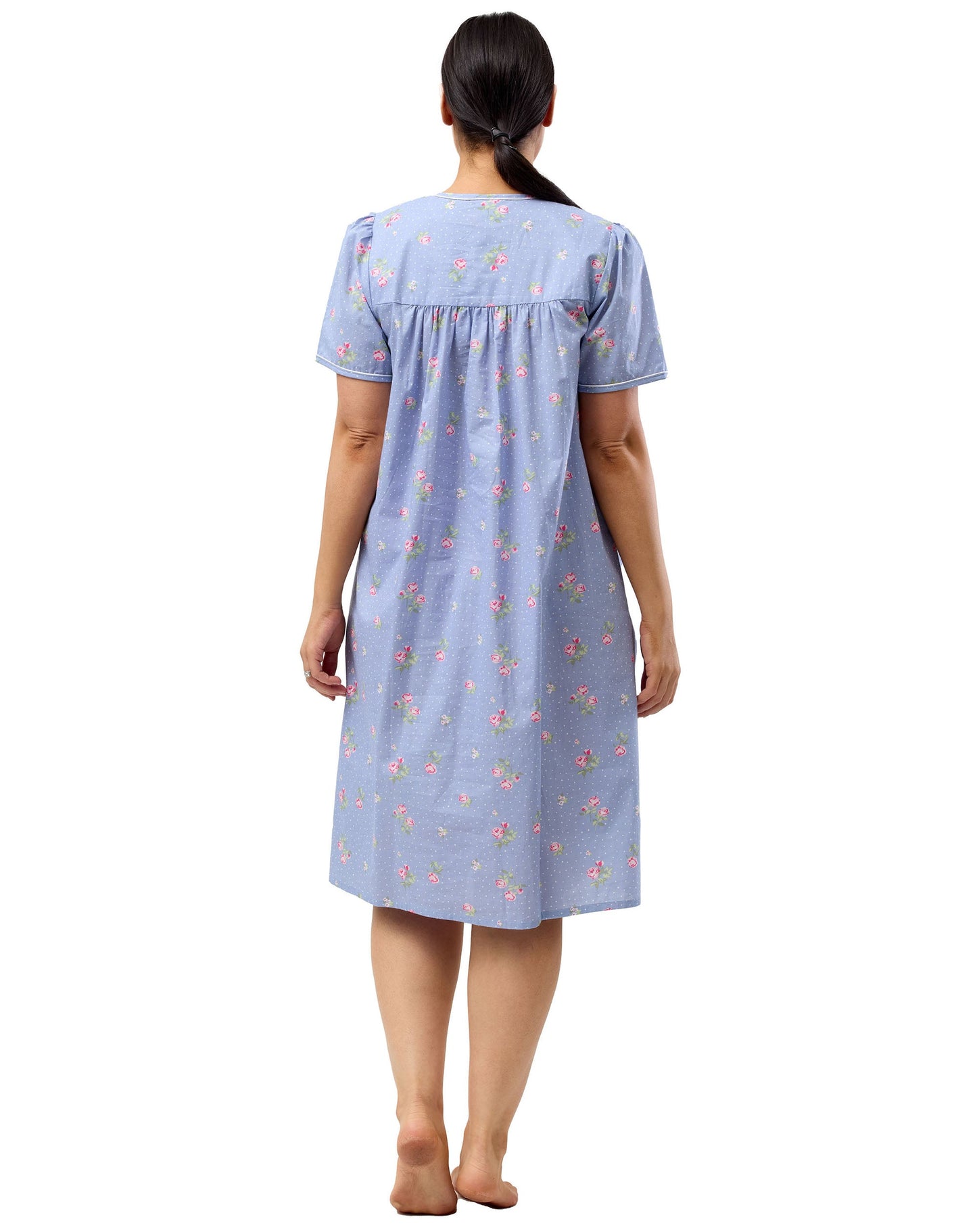 SHORT SLEEVE FLORAL SPOT NITE CORNFLOWER - SK701F