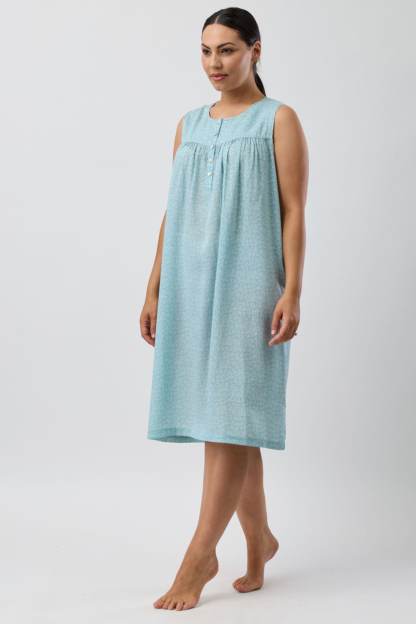 FOLIAGE SLEEVELESS NIGHTIE JADE - SK809F5