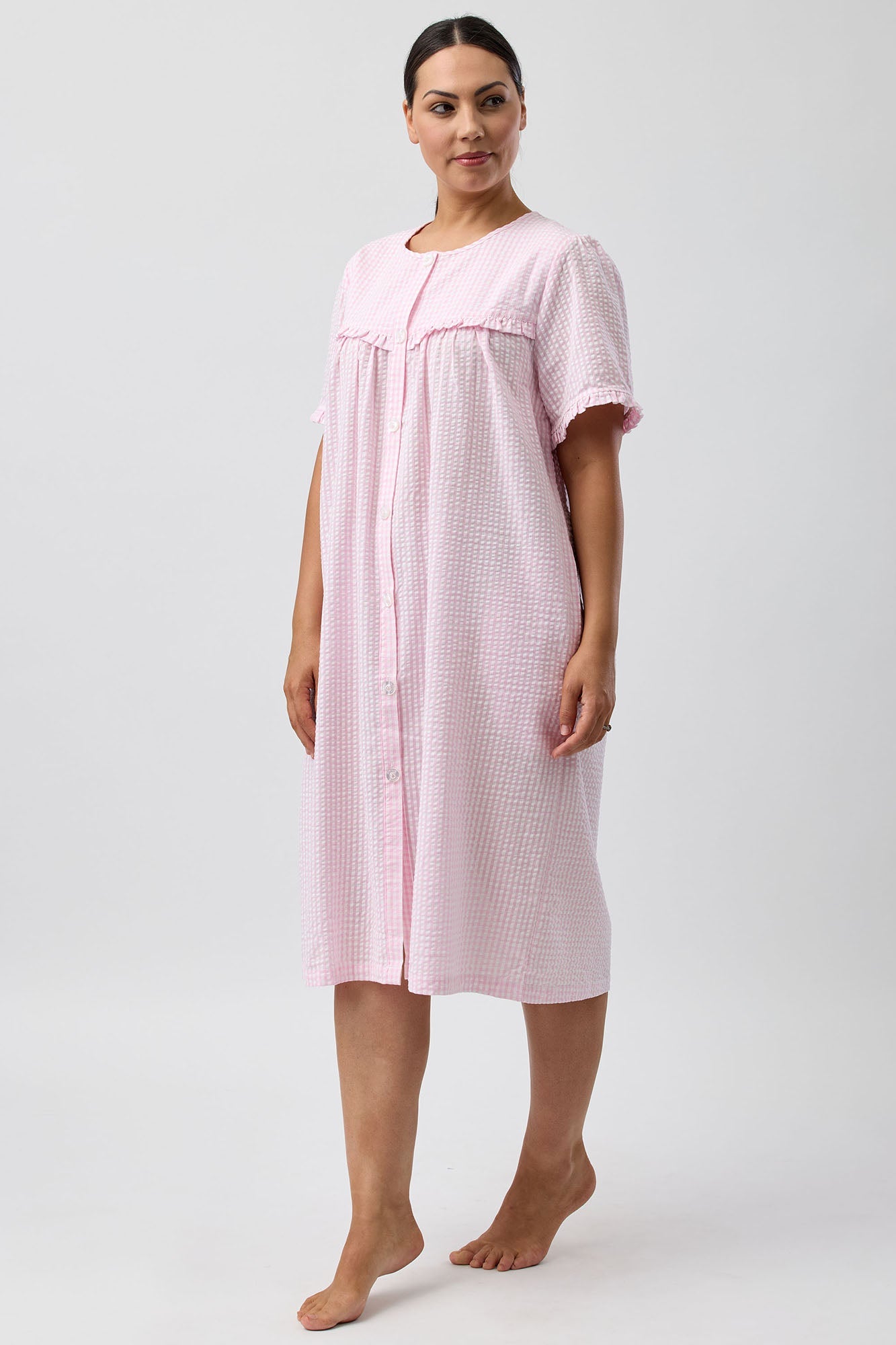 SEERSUCKER CHECK BRUNCH COAT PINK - SK926C5