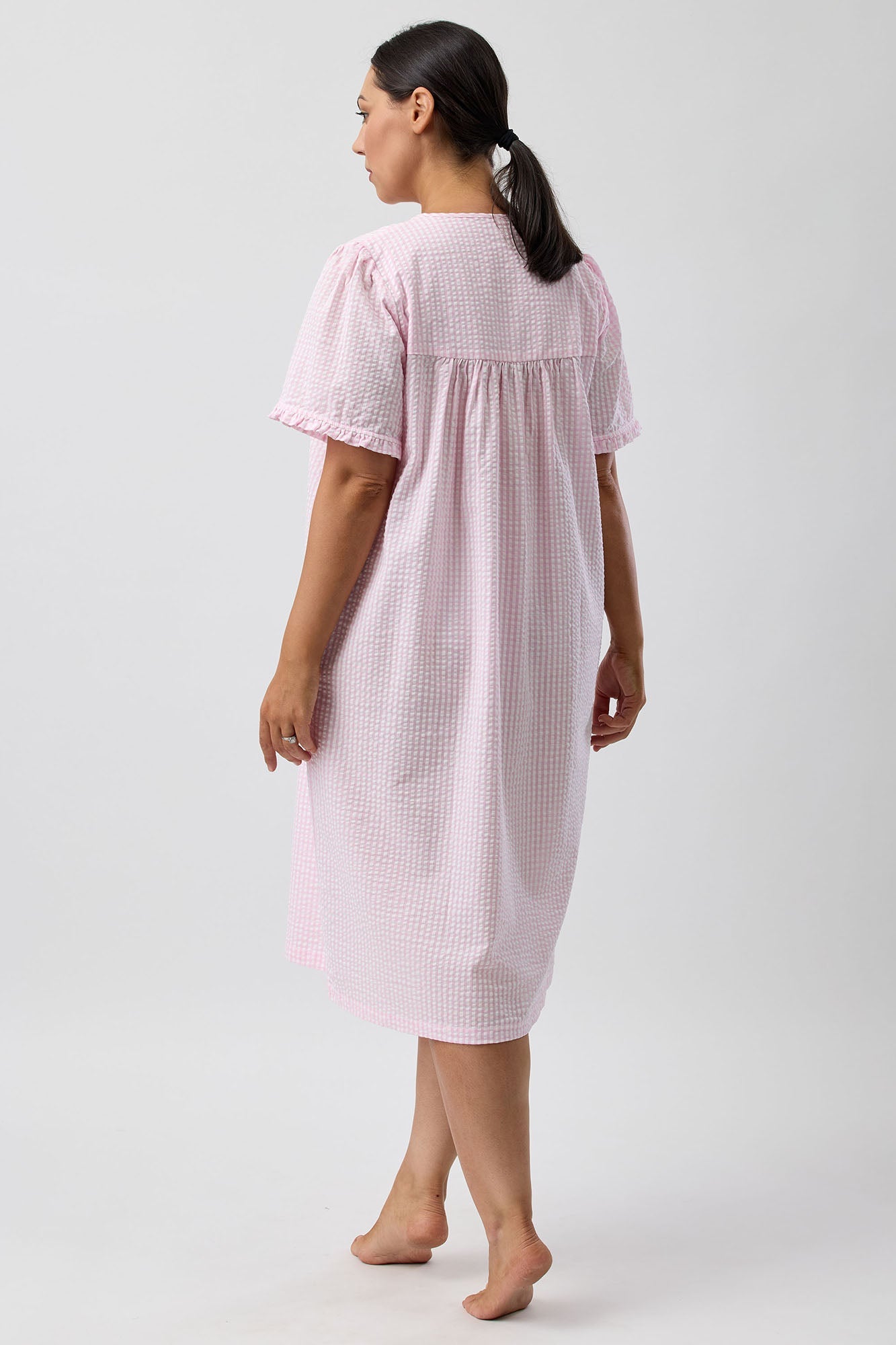 SEERSUCKER CHECK BRUNCH COAT PINK - SK926C5