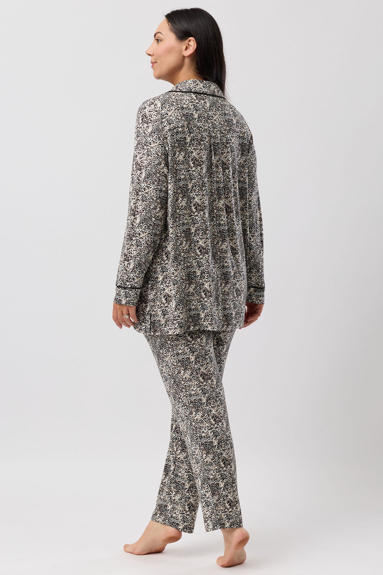 LEOPARD REVERE PJ SET BLACK - Y246L6