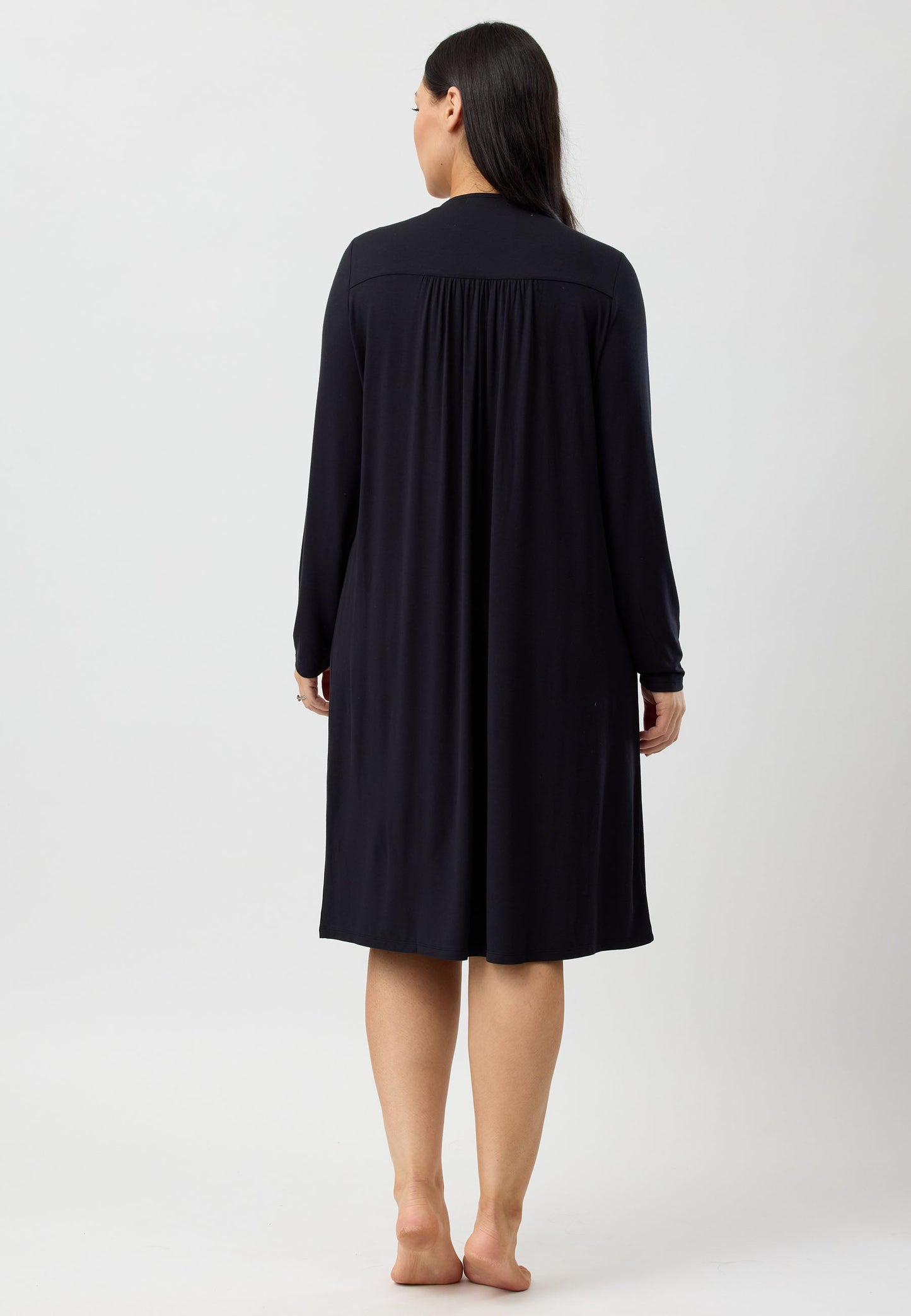 LACE SMOCKING NIGHTIE BLACK - Y330PL