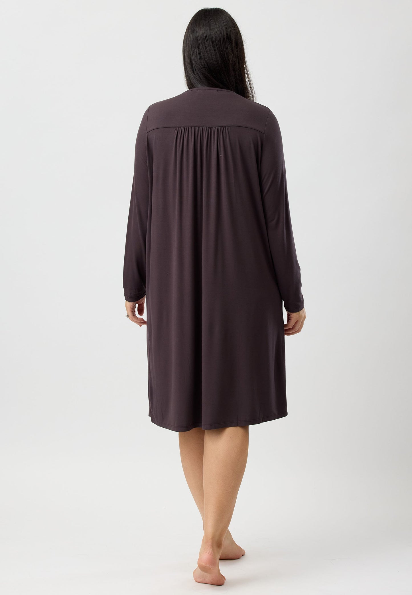 LACE SMOCKING NIGHTIE CHOCOLATE - Y330PL