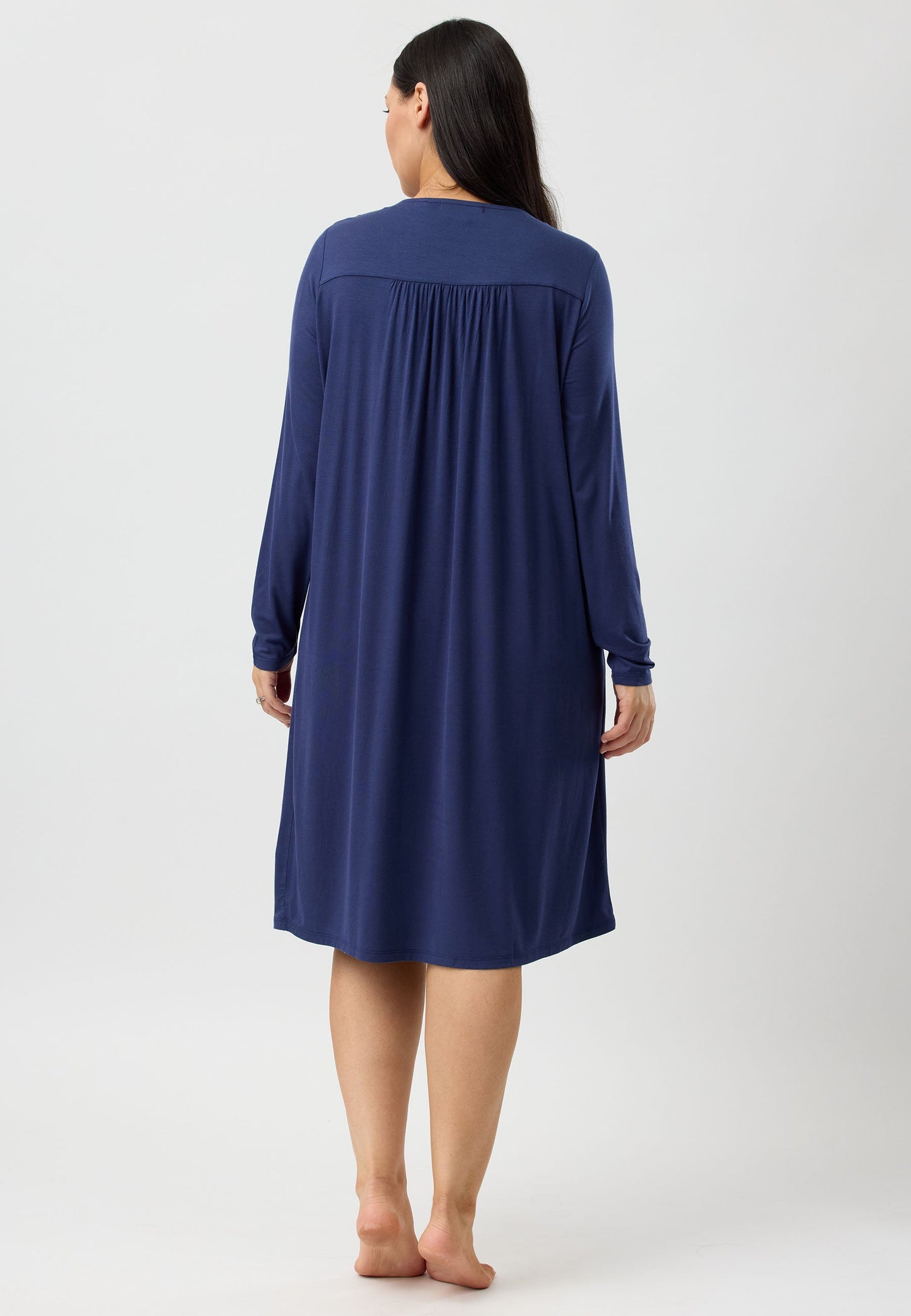 LACE SMOCKING NIGHTIE NAVY - Y330PL