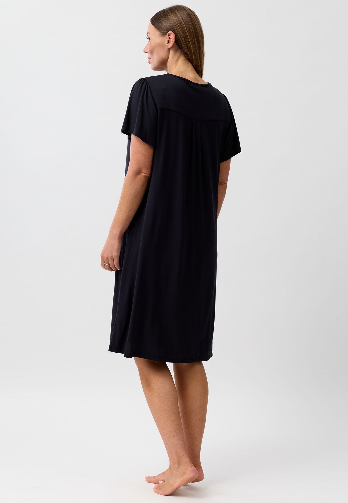DIAMOND PLEAT NIGHTIE BLACK - Y346PL