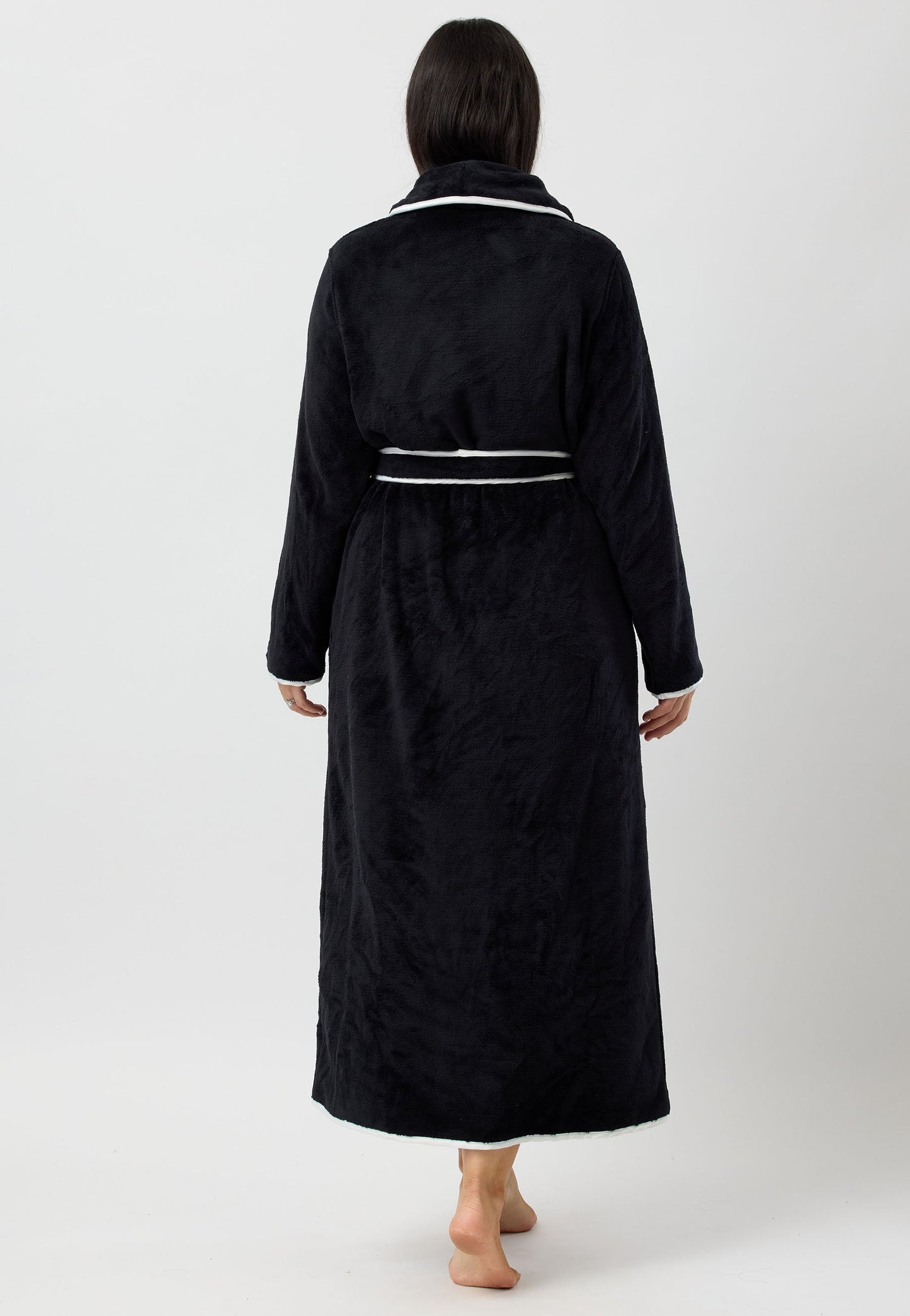 SATIN TRIM ROBE BLACK - Y806