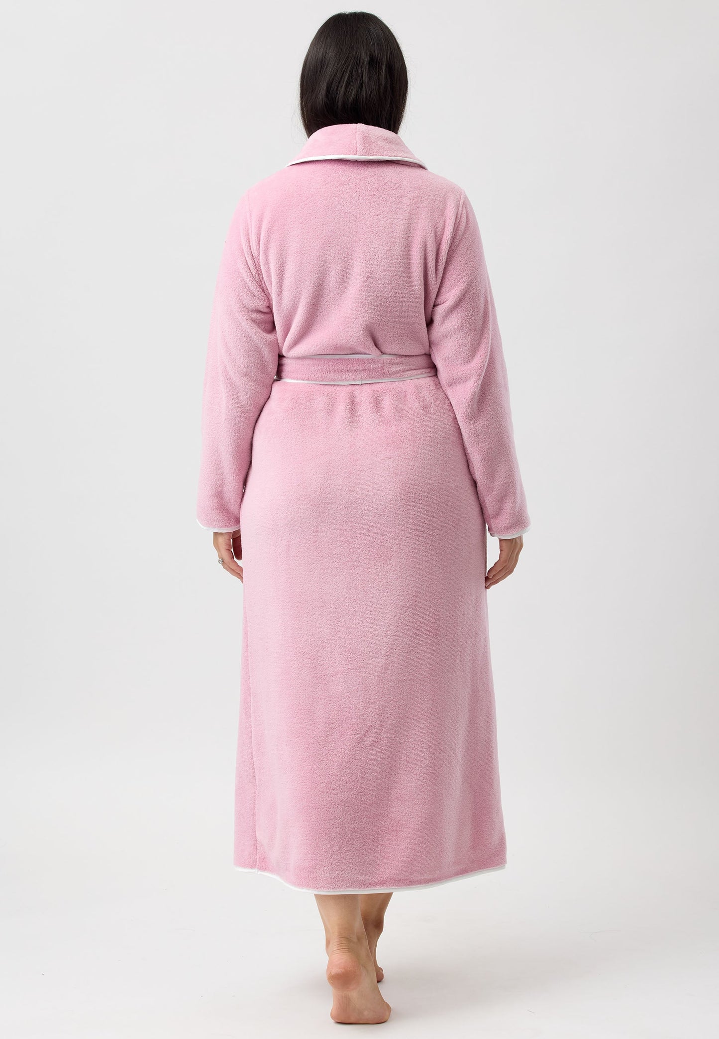 SATIN TRIM ROBE BLUSH/IVORY - Y806