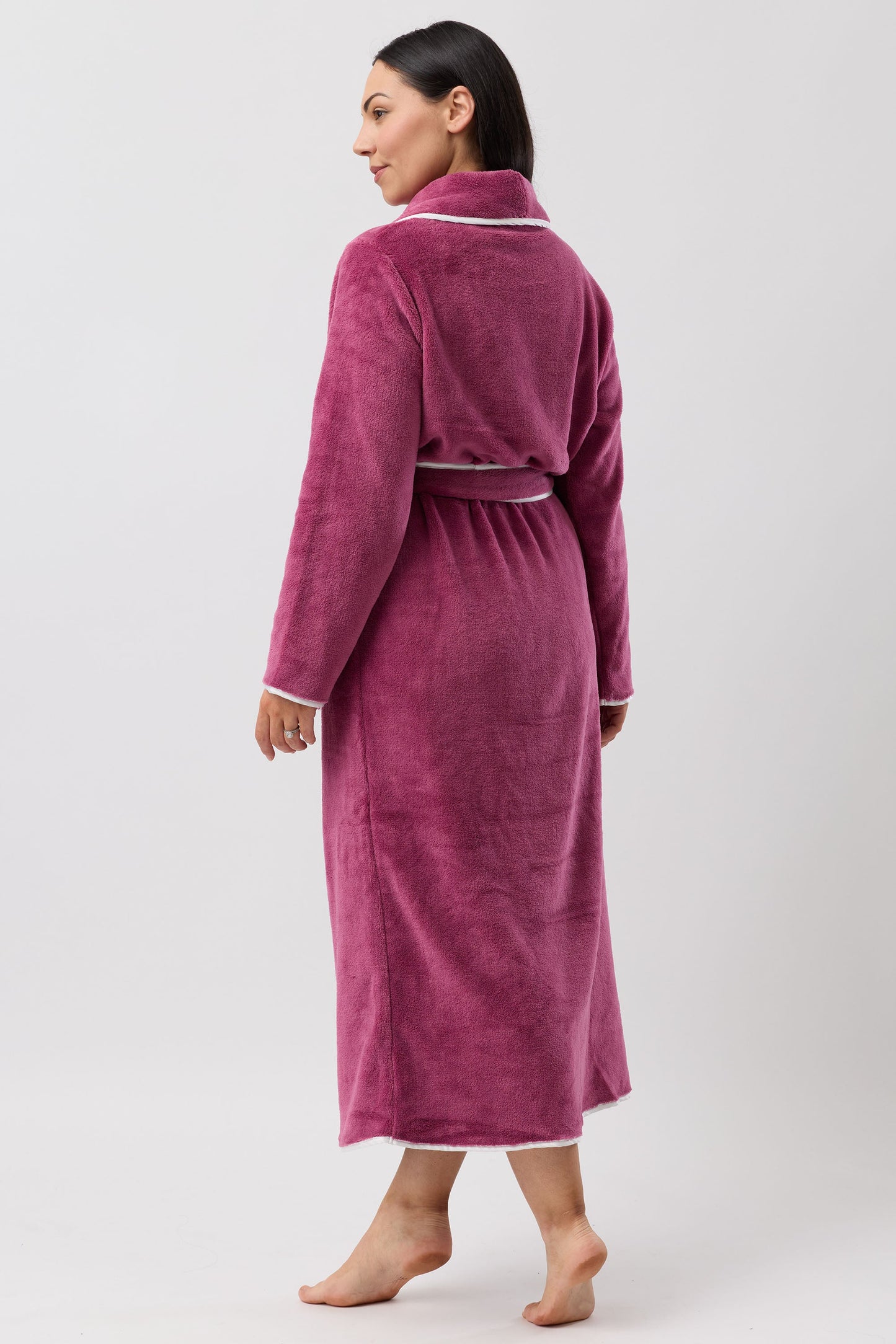 SATIN TRIM ROBE BORDEAUX / IVORY - Y806