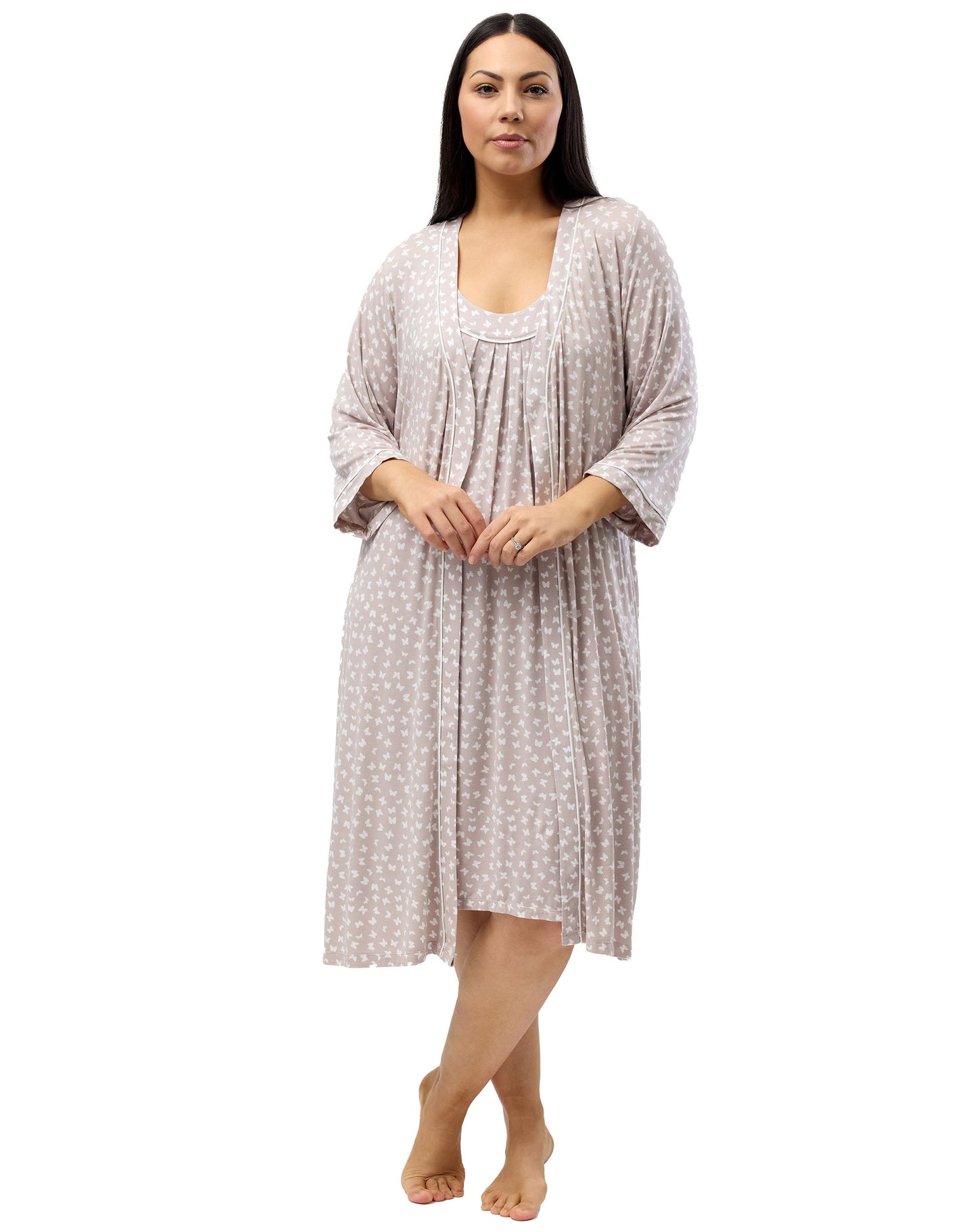 BUTTERFLY PIPING ROBE MINK - Y835BF
