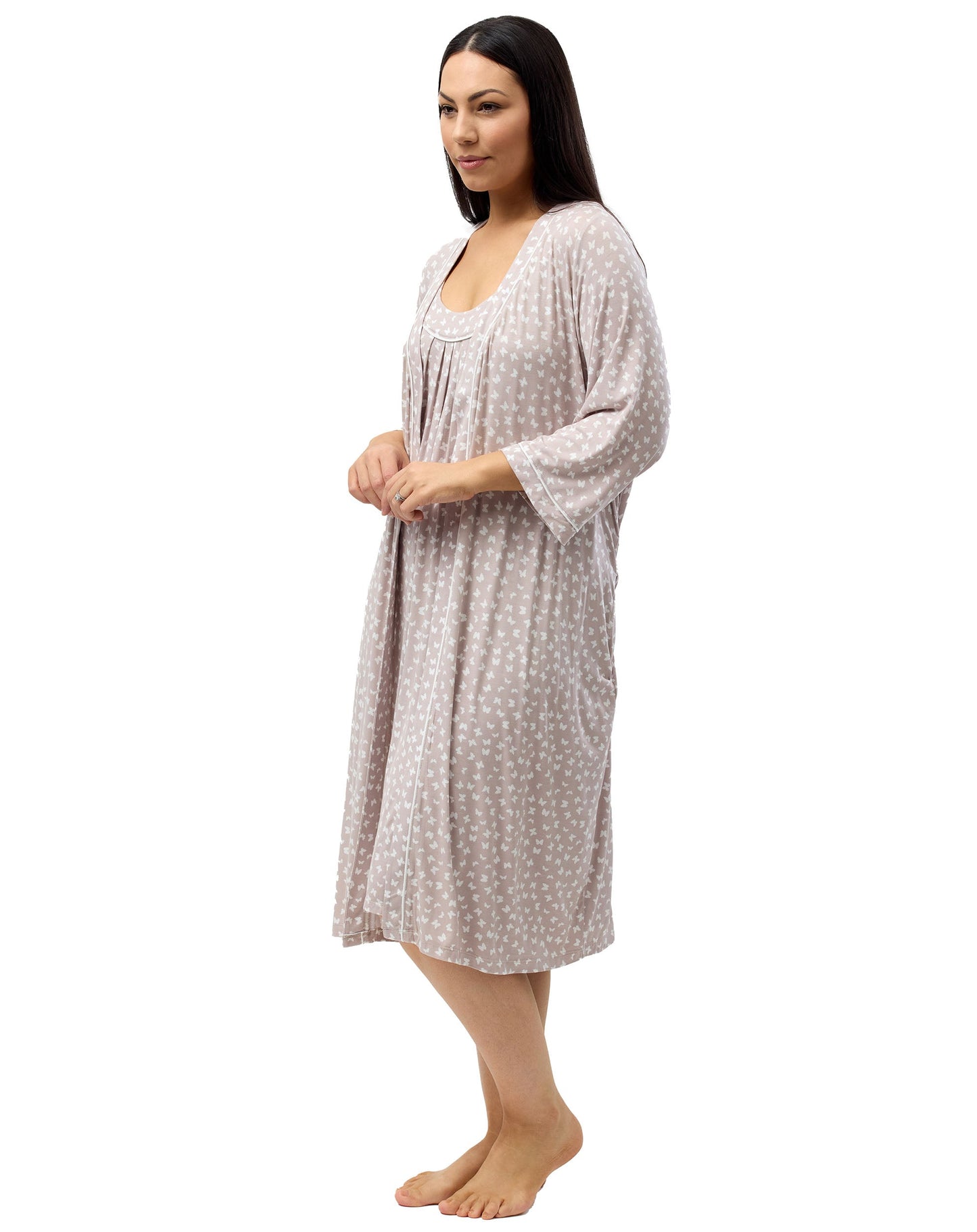 BUTTERFLY PIPING ROBE MINK - Y835BF