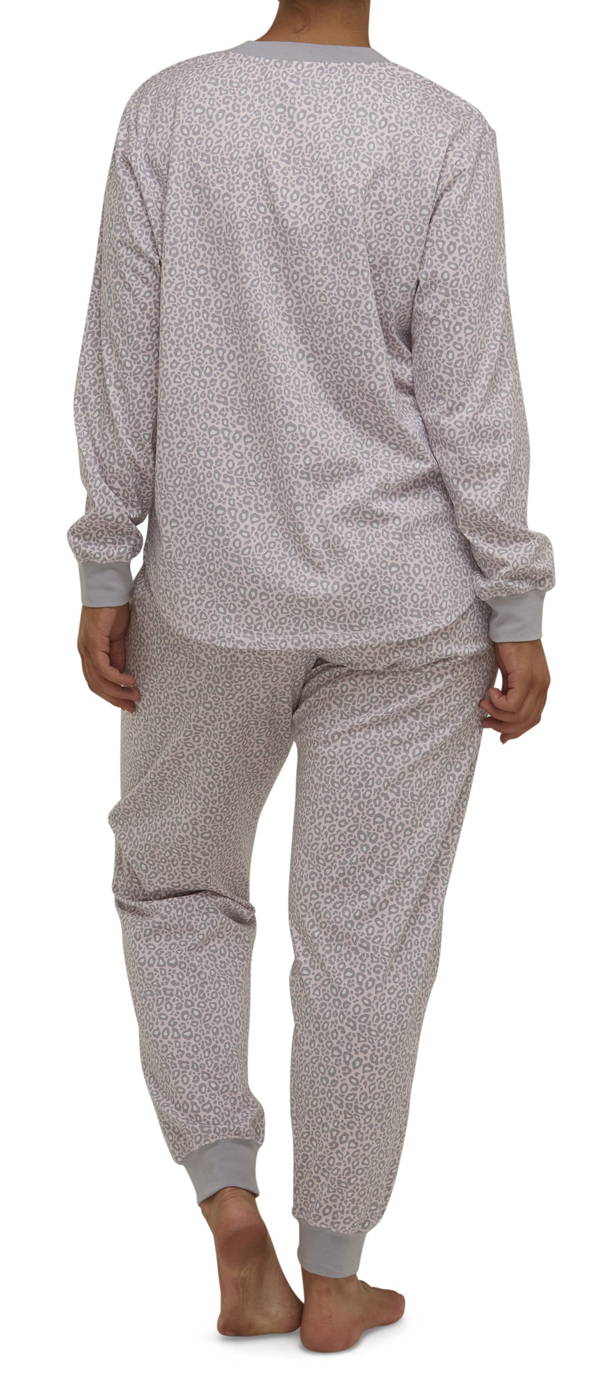 LEOPARD SKI PJ SET PALE PINK- SK102L