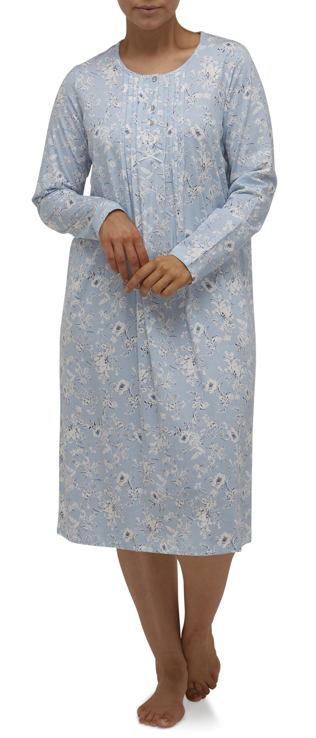 SHELLEY PLEATED NIGHTIE CHAMBRAY - SK203S