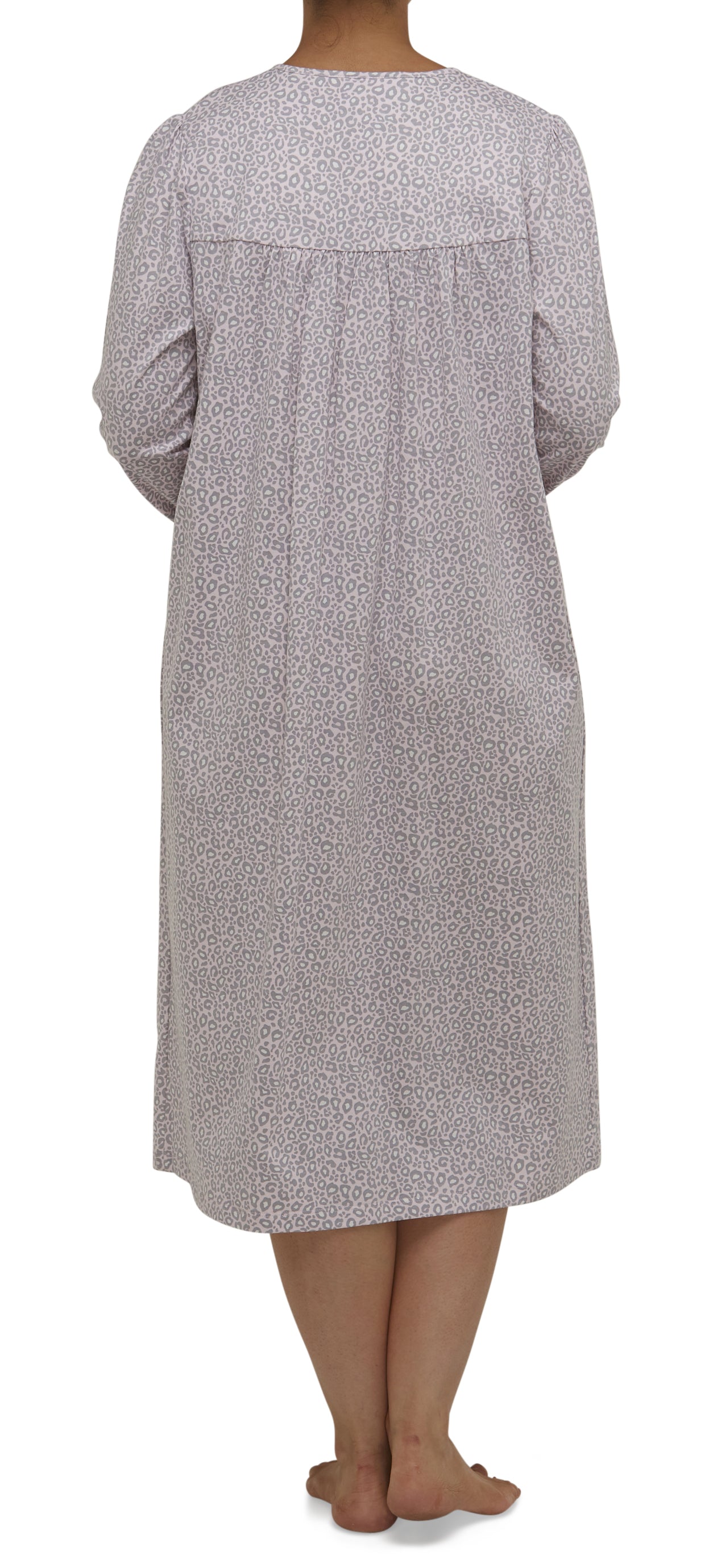 LEOPARD RUFFLE NIGHTIE / PALE PINK -SK207L