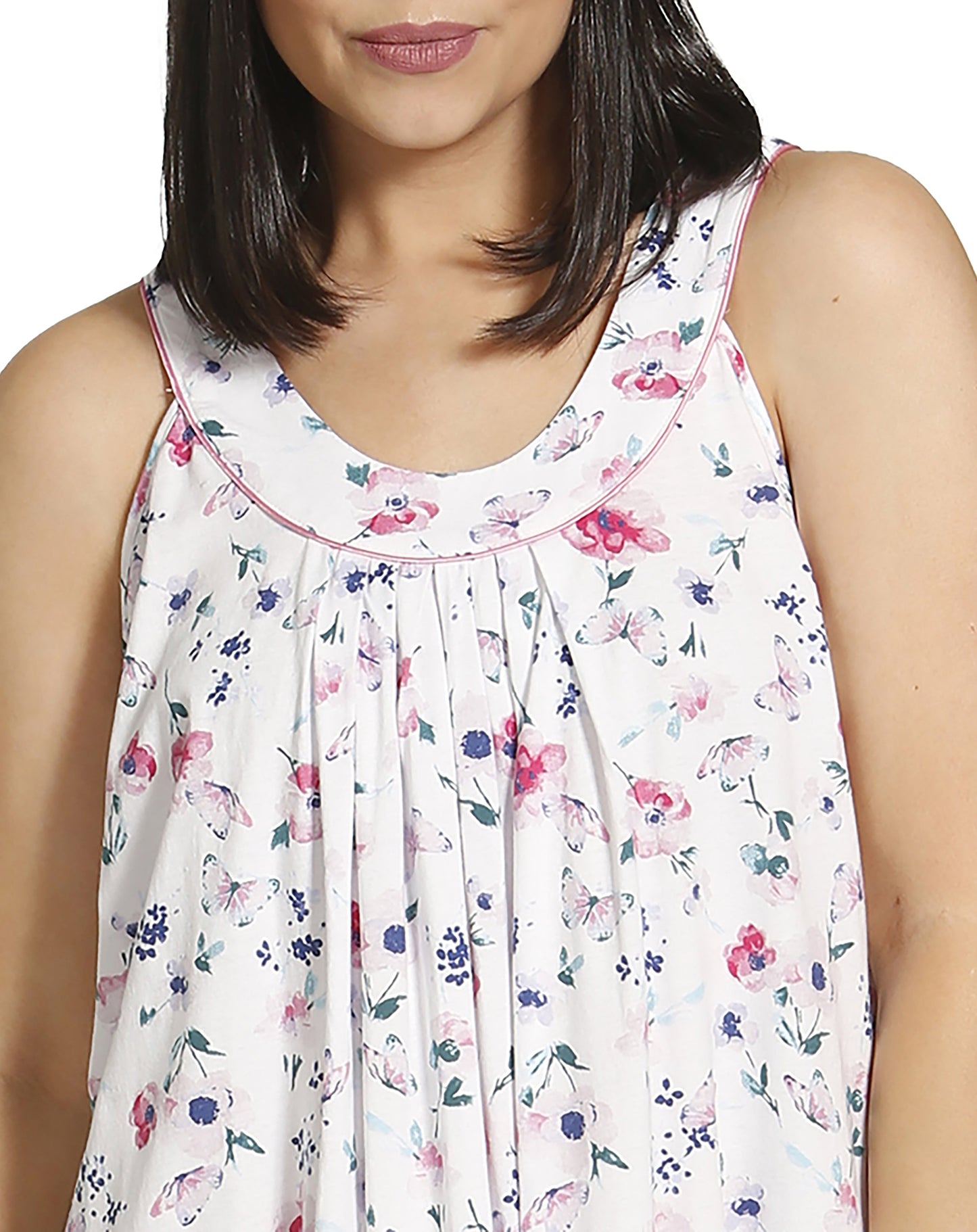 BUTTERFLIES SLEEVELESS NIGHTIE WHITE - SK410B