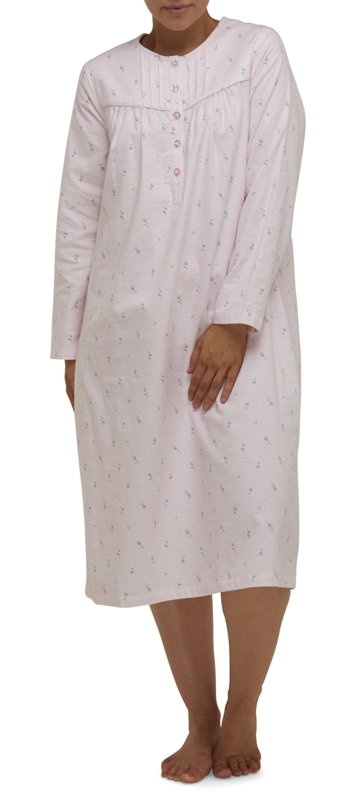 ROSE STRIPE PLEATED NIGHTIE / PINK-SK602R