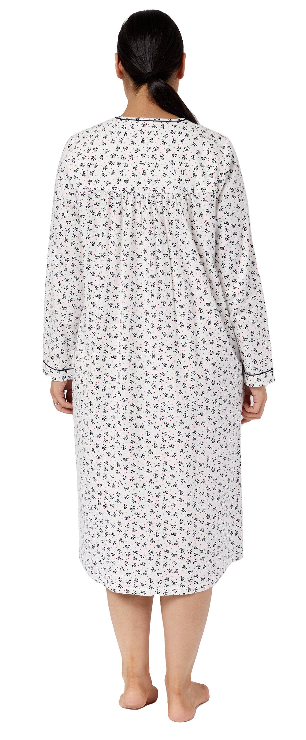 BOWS PLEATED NIGHTIE IVORY - SK611B