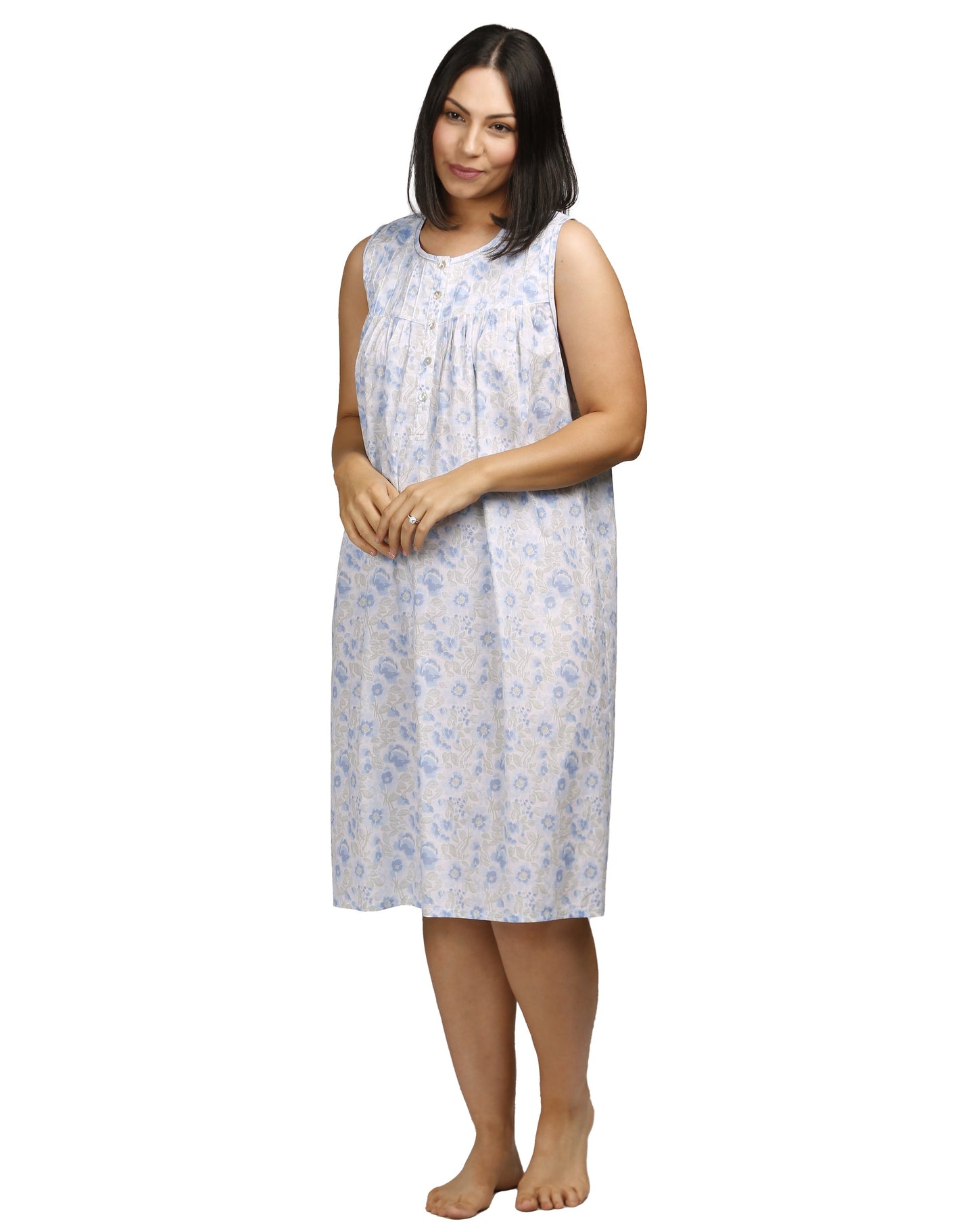 HIBISCUS SLEEVELESS NIGHTIE BLUE - SK801H