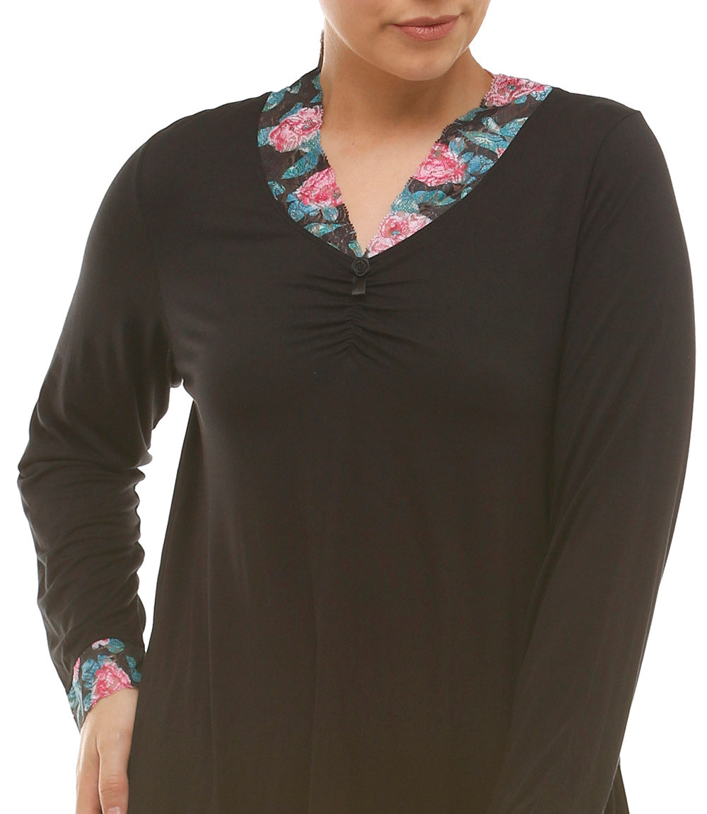 ROSE LACE PJ SET BLACK - Y233