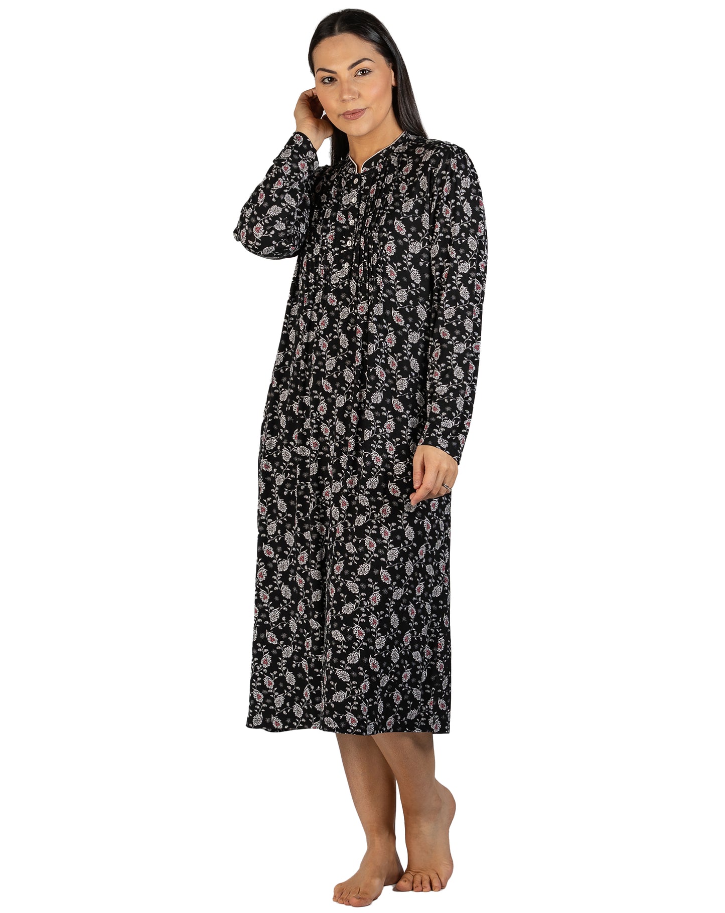 PAISLEY MANDARIN NIGHTIE BLACK - Y321P