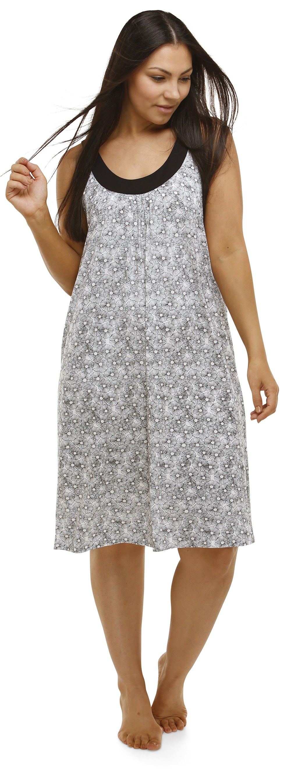 YUU SLEEVELESS POPPY NIGHTIE BLACK - Y444
