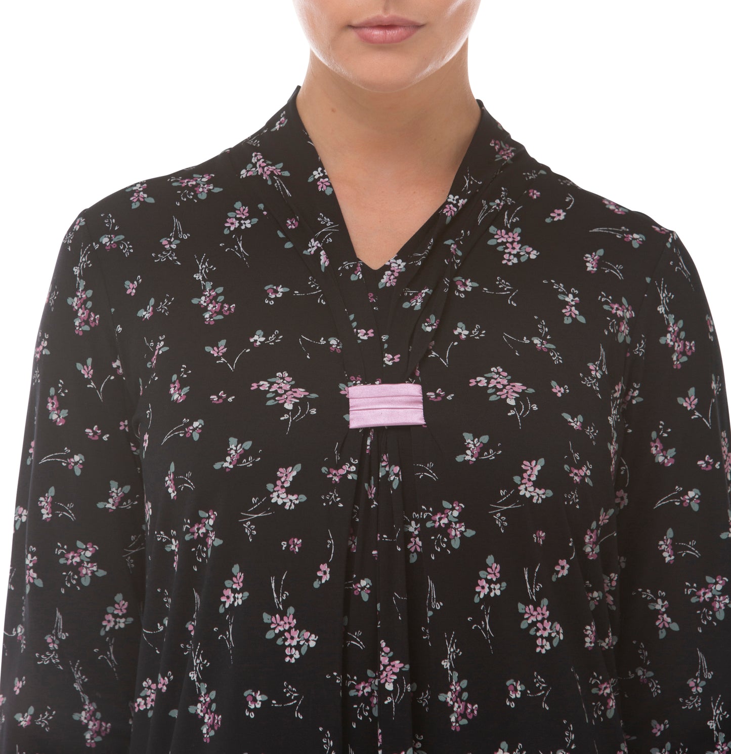 BOUQUET LONG SLEEVE DRESS BLACK - Y655