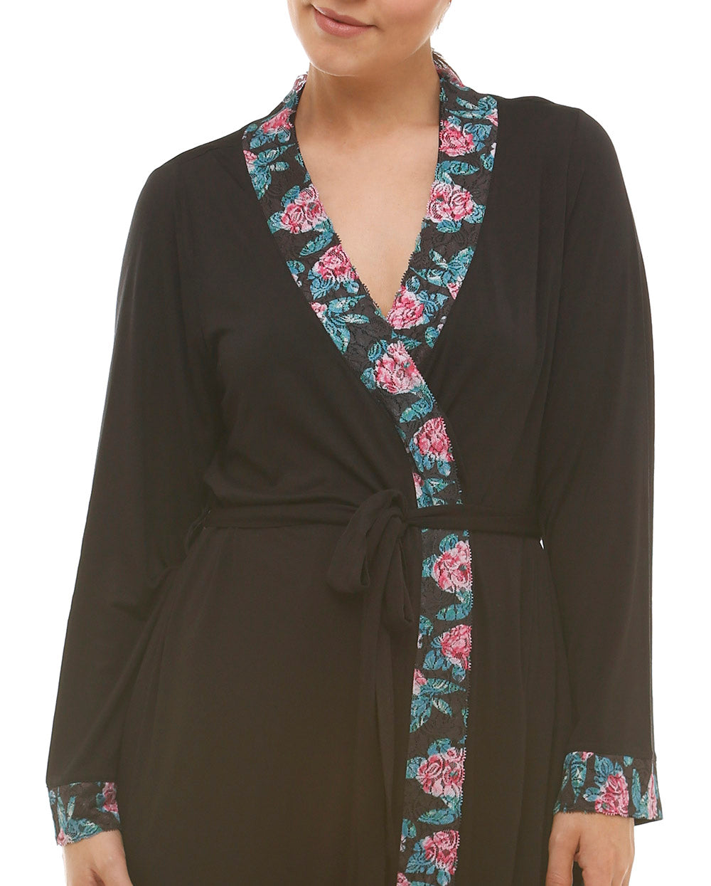 ROSE LACE ROBE BLACK - Y833