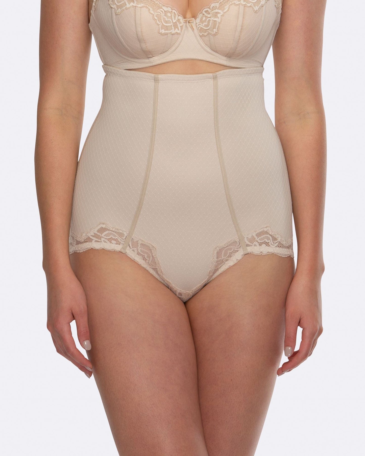 Whisper Firm Control High Waist Lace Brief - HH007 - Nude