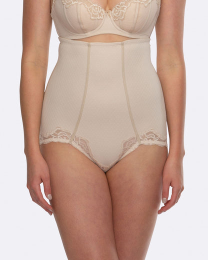 Whisper Firm Control High Waist Lace Brief - HH007 - Nude