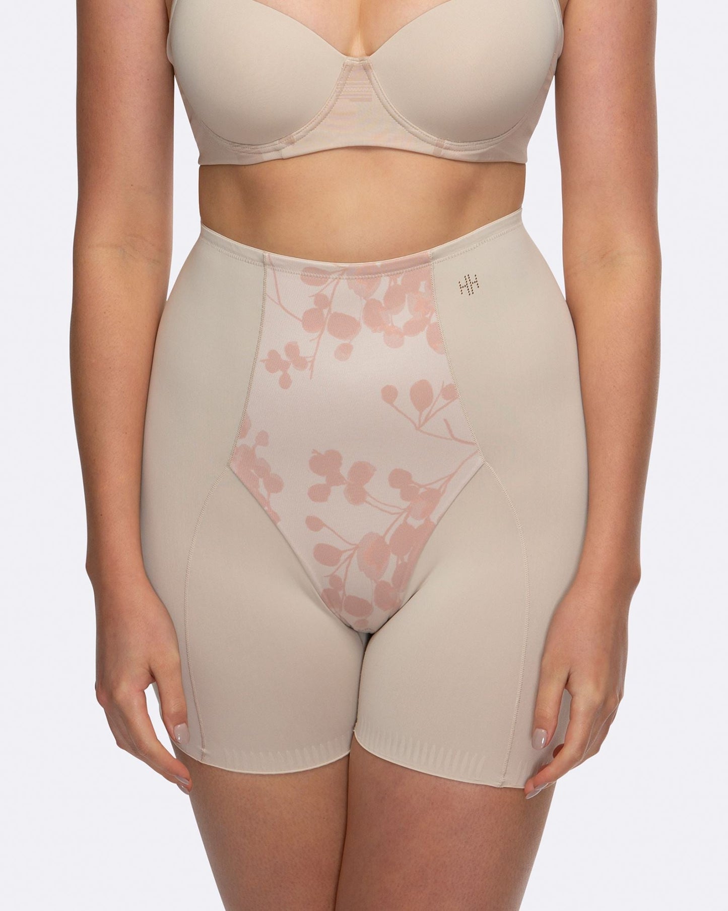 Eden Floral Medium Control Boyleg - HH041 - Nude