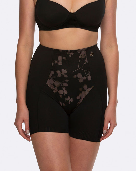 Eden Floral Medium Control Boyleg - HH041 - Black