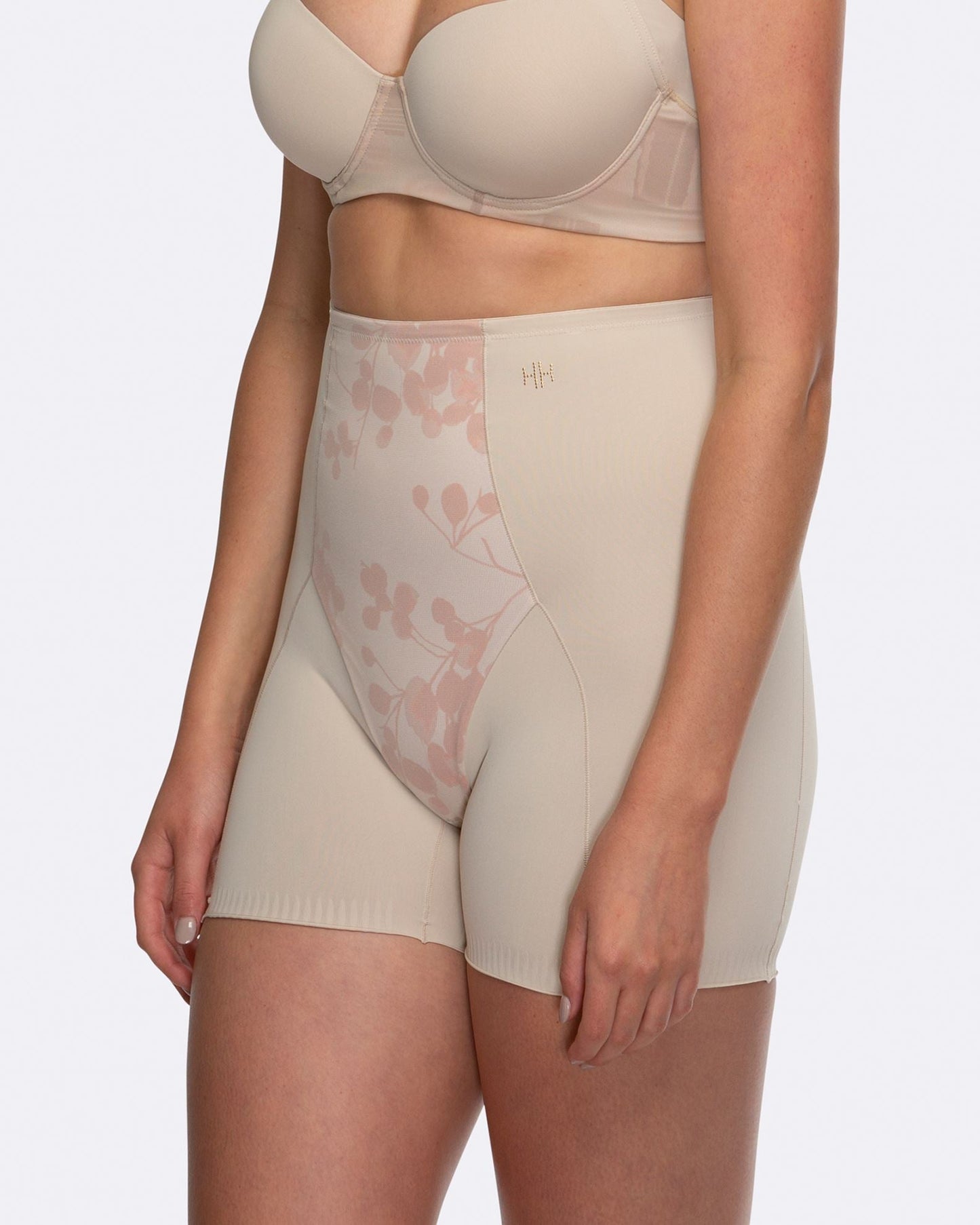 Eden Floral Medium Control Boyleg - HH041 - Nude