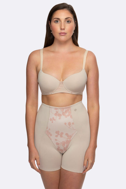 Eden Floral Medium Control Boyleg - HH041 - Nude
