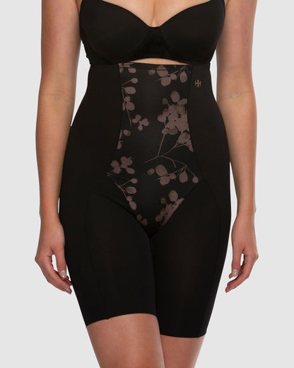 Eden Floral Medium Control Thigh Shaper - HH043 - Black