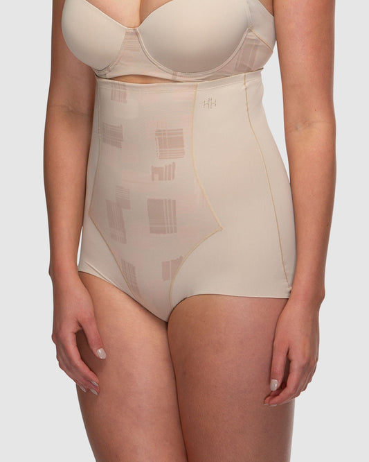Eden Geo Medium Control High Waist Brief - HH042 - Nude