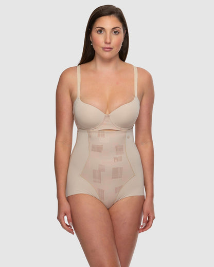 Eden Geo Medium Control High Waist Brief - HH042 - Nude