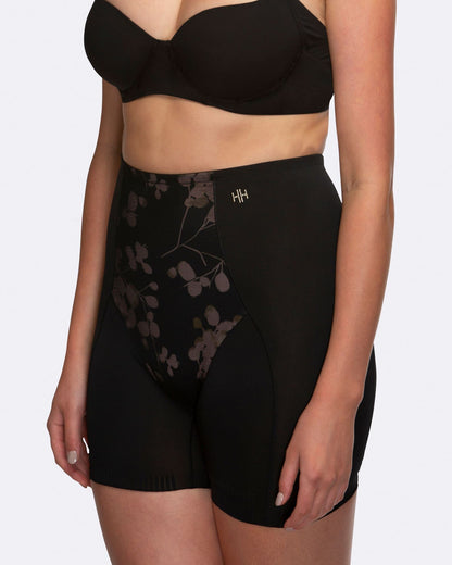 Eden Floral Medium Control Boyleg - HH041 - Black