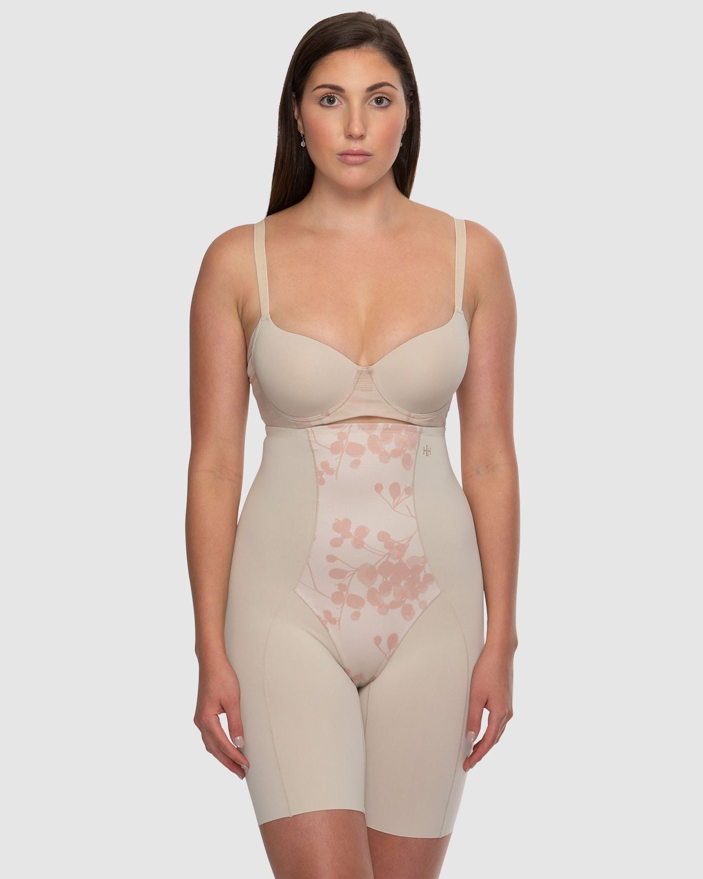 Eden Floral Medium Control Thigh Shaper - HH043 - Nude
