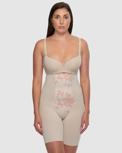 Eden Floral Medium Control Thigh Shaper - HH043 - Nude