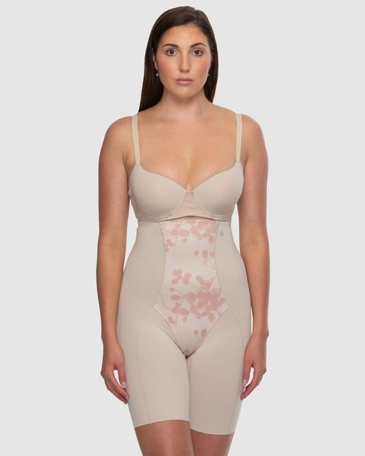 Eden Floral Medium Control Thigh Shaper - HH043 - Nude