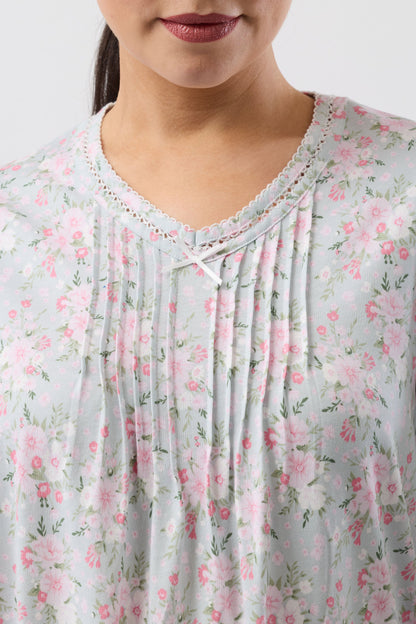 BOUQUET CROCHET NIGHTIE SAGE - SK208B6