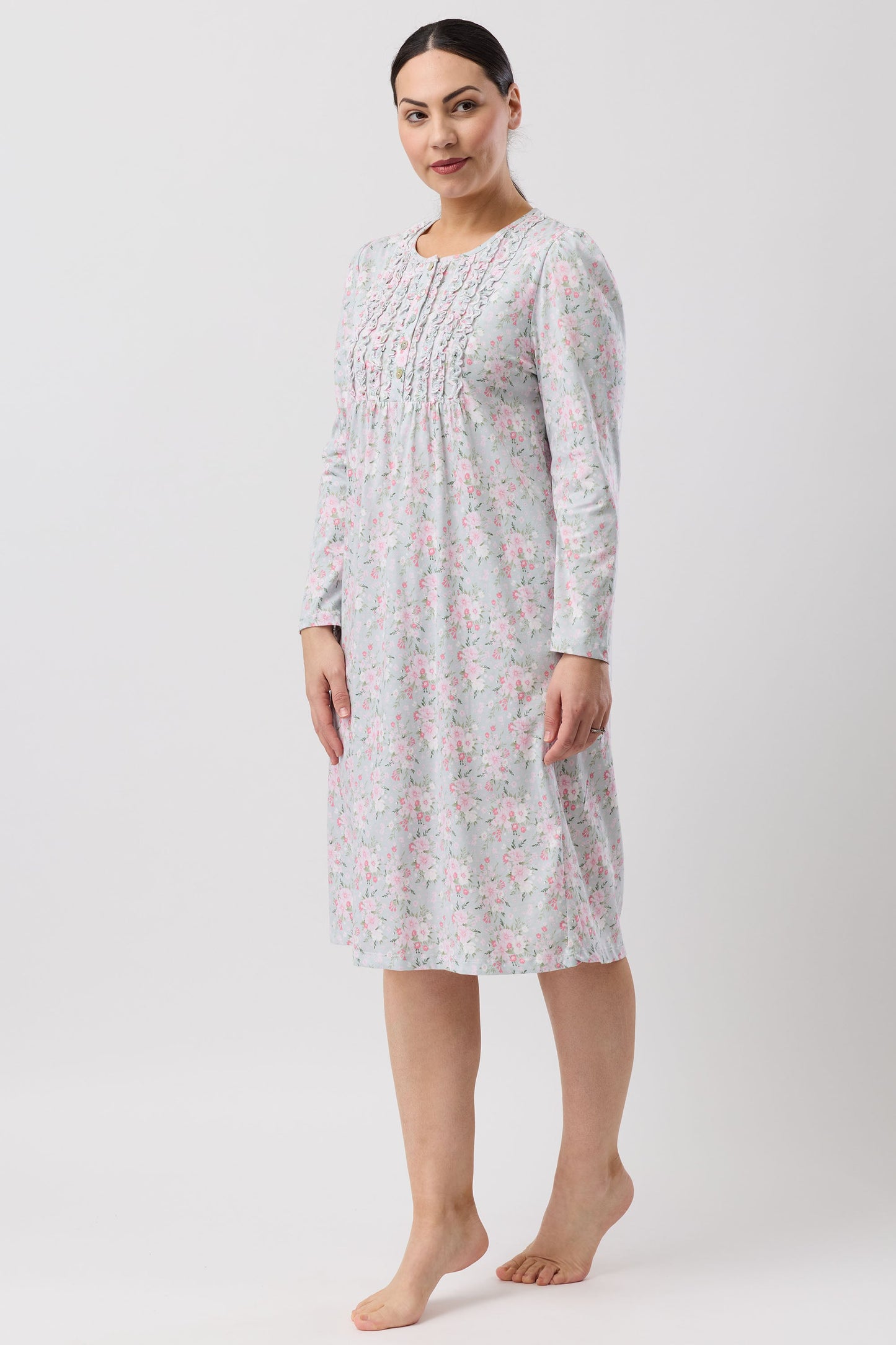 BOUQUET RUFFLE NIGHTIE SAGE - SK242B6