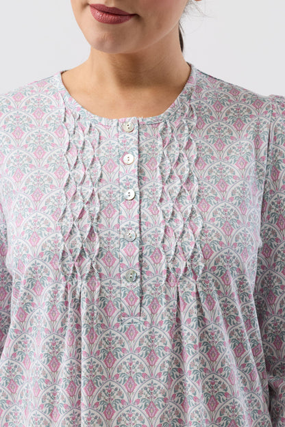 ORIENTAL SMOCK NIGHTIE PINK - SK244O6