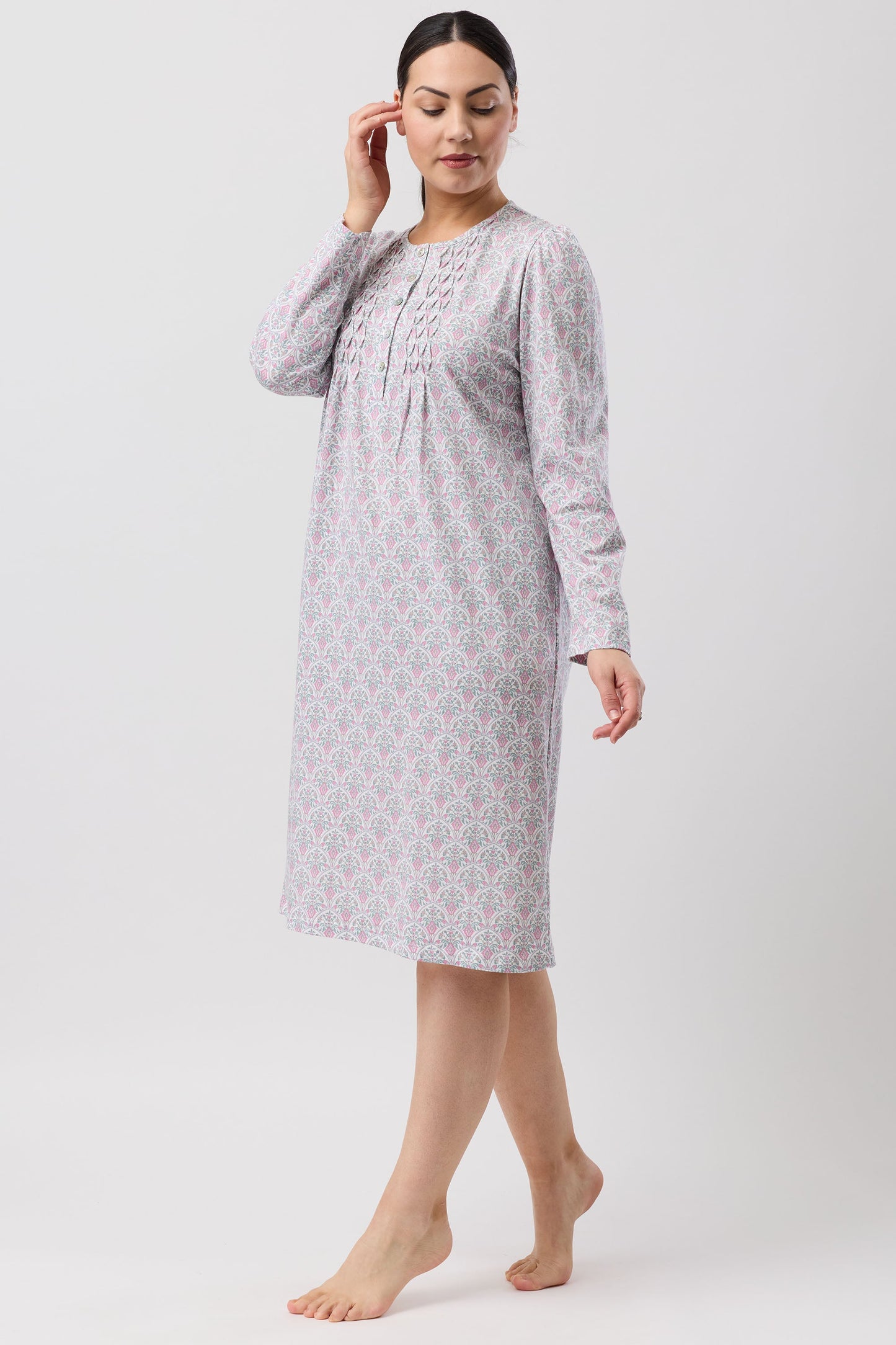 ORIENTAL SMOCK NIGHTIE PINK - SK244O6
